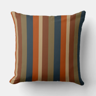 Blauwe, oranje, olijf- en zandstrepen kussen