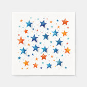 Blauwe & oranje Sterren: Verjaardagsfeestservetten Servet (Voorkant)