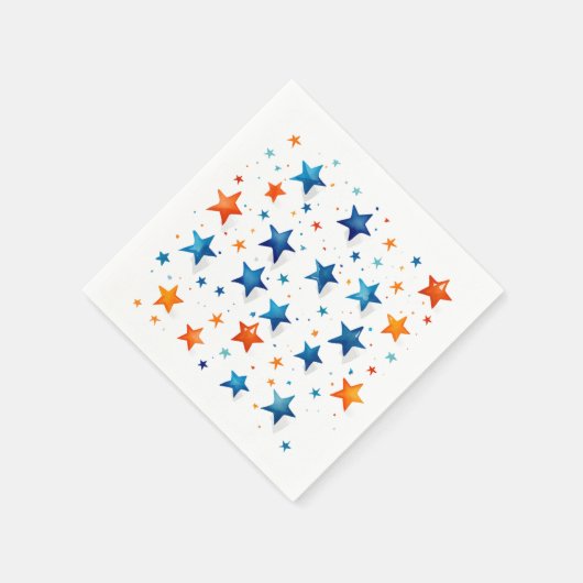 Blauwe & oranje Sterren: Verjaardagsfeestservetten Servet (Hoek)