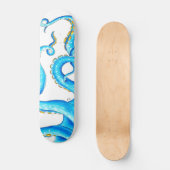 Blauwe Oranje tentakelinkt Skateboard (Voorkant)