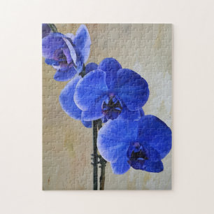 Blauwe orchidee bloemen bloempuzzel legpuzzel