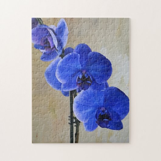 Blauwe orchidee bloemen bloempuzzel legpuzzel (Verticaal)