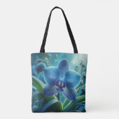 Blauwe Orchidee Bloemen Draagtas (Achterkant)