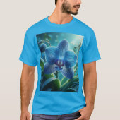 Blauwe Orchidee Bloemen T-shirt (Voorkant)
