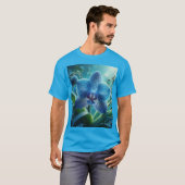 Blauwe Orchidee Bloemen T-shirt (Voorkant volledig)