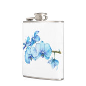 Blauwe orchidee botanische kunst heupfles (Links)