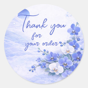 Blauwe orchidee Dank u voor uw bestelling Ronde Sticker