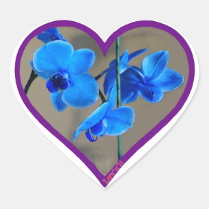 blauwe orchidee hart sticker