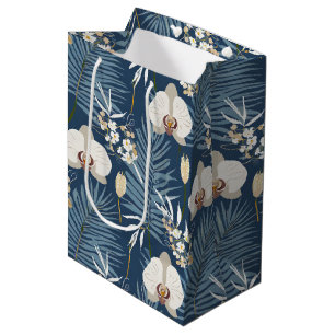 Blauwe orchidee hawaiiaanse print medium cadeauzakje