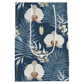 Blauwe orchidee hawaiiaanse print medium cadeauzakje (Achterkant)