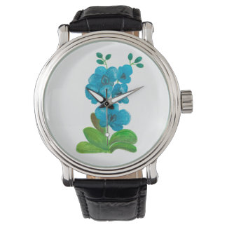 Blauwe orchidee horloge