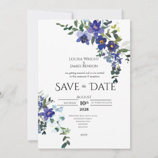 Blauwe Orchidee Save the Date Trouw Uitnodiging