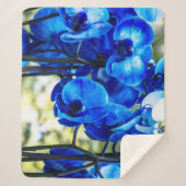 Blauwe orchideeën sherpa deken (Voorkant)