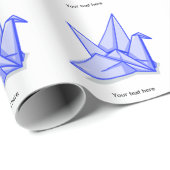 Blauwe origamikraan cadeaupapier (Rol Hoek)