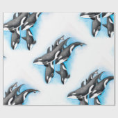 blauwe orka's cadeaupapier (Vlak)