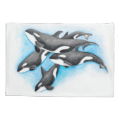 blauwe orka's kussensloop (Achterkant)
