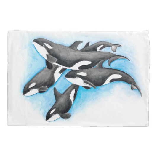 blauwe orka's kussensloop (Achterkant)
