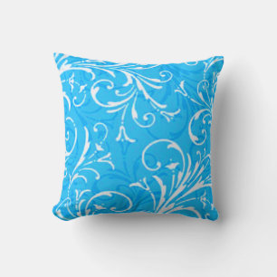 Blauwe ornamental Reversible Pillow Kussen