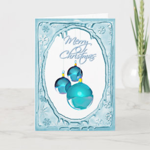 BLAUWE ORNAMENTEN & SNEEUWVLOKKEN DOOR SHARON FEESTDAGEN KAART