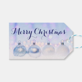 Blauwe Ornamenten Vrolijk kerstfeest Cadeaulabel