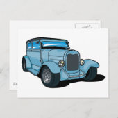 Blauwe oude auto briefkaart (Voorkant / Achterkant)
