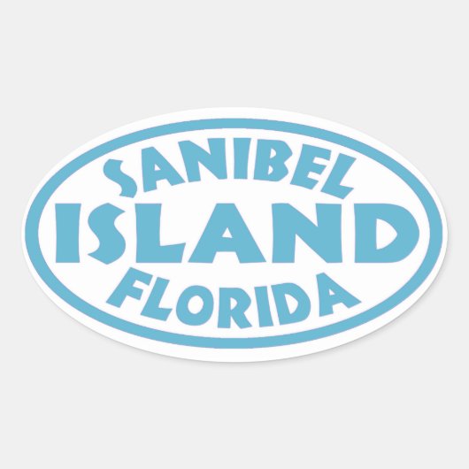 Blauwe ovale stickers van het eiland Florida (Voorkant)