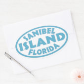 Blauwe ovale stickers van het eiland Florida (Envelop)