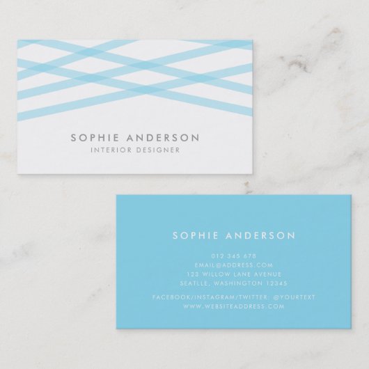 Blauwe overlappende lijnen visitekaartje (Voorkant / Achterkant)