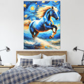 Blauwe paarden canvas afdruk (Insitu (Slaapkamer))