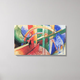 Blauwe paarden met regenboog door Franz Marc Canvas Afdruk