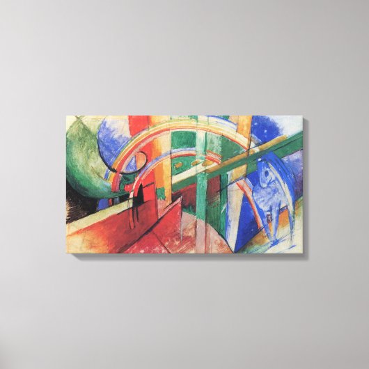 Blauwe paarden met regenboog door Franz Marc Canvas Afdruk (Voorkant)