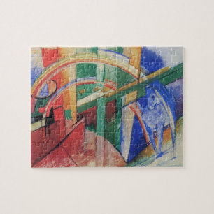 Blauwe paarden met regenboog door Franz Marc Legpuzzel