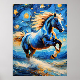 Blauwe paarden poster