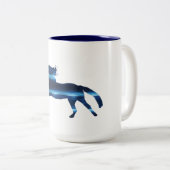 Blauwe paarden tweekleurige koffiemok (Voorkant rechts)