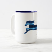 Blauwe paarden tweekleurige koffiemok (Voorkant links)