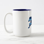 Blauwe paarden tweekleurige koffiemok (Links)