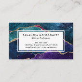 Blauwe Paarse Aqua Gold Veins Agate Custom Busines Visitekaartje (Voorkant)