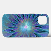 Blauwe Paarse bloem Abstracte fractale kunst Case-Mate iPhone Case (Achterkant (horizontaal))