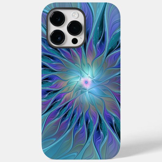 Blauwe Paarse bloem Abstracte fractale kunst Case-Mate iPhone Case (Achterkant)