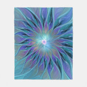 Blauwe Paarse bloem Abstracte fractale kunst Fleece Deken (Voorkant)