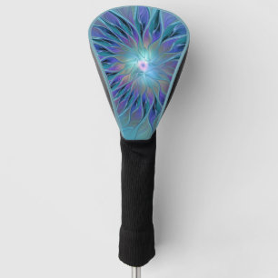 Blauwe Paarse bloem Abstracte fractale kunst Golfheadcover