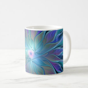 Blauwe Paarse bloem Abstracte fractale kunst Koffiemok