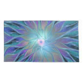 Blauwe Paarse bloem Abstracte fractale kunst Kussensloop (Achterkant)