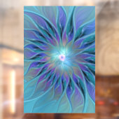 Blauwe Paarse bloem Abstracte fractale kunst Raamsticker (Vel 2)
