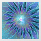 Blauwe Paarse bloem Abstracte fractale kunst Raamsticker (Vel)
