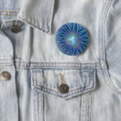 Blauwe Paarse bloem Abstracte fractale kunst Ronde Button 5,7 Cm (In situ)