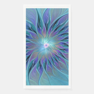Blauwe Paarse bloem Abstracte fractale kunst Servet