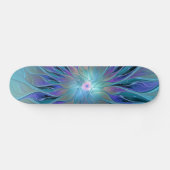 Blauwe Paarse bloem Abstracte fractale kunst Skateboard (Horizontaal)