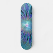 Blauwe Paarse bloem Abstracte fractale kunst Skateboard (Voorkant)