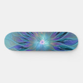Blauwe Paarse bloem Abstracte fractale kunst Skateboard (Horizontaal)